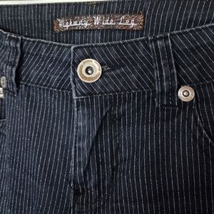 Y2K Vintage Anthropologie Highway Jeans Wide-Leg Pinstripe Jeans in Dark Blue